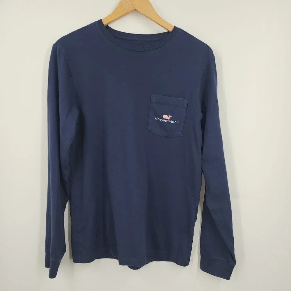 Vineyard Vines Women's Logo Graphic Pocket Long-Sleeve Crew Neck T-Shirt Size XS